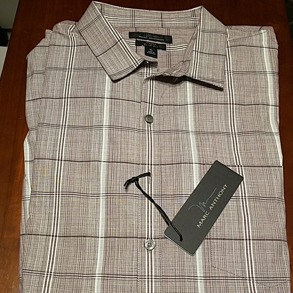 Marc Anthony wine plaid button down long sleeve